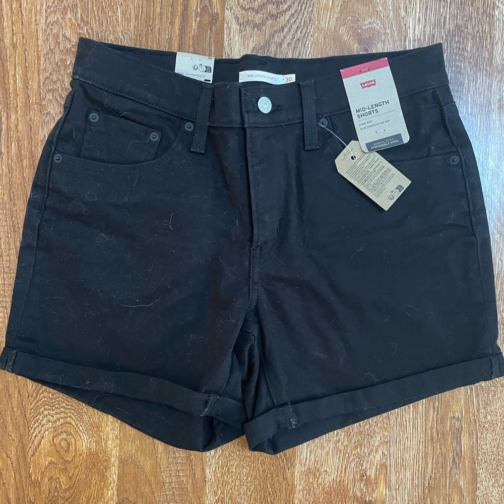 Levi's Midrise Jet Black Jean Shorts
